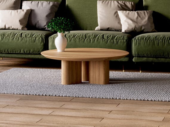 Solid Wood Coffee Table - Round coffee table - Unique coffee table - Modern oak table - Scandinavian coffee table - Living room coffee table
