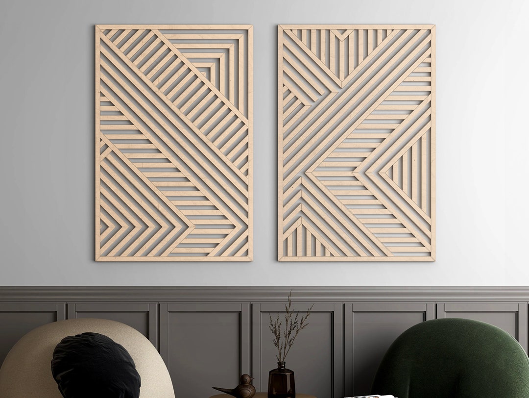 Abstract Wood Wall Art Modern Wood Wall Art Geometric Wood Etsy