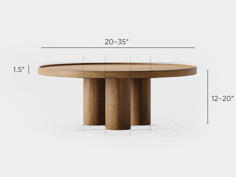 Aesthetic coffee table Round coffee table Unique coffee table Wood coffee table Minimalist oak table Japandi coffee table image 10