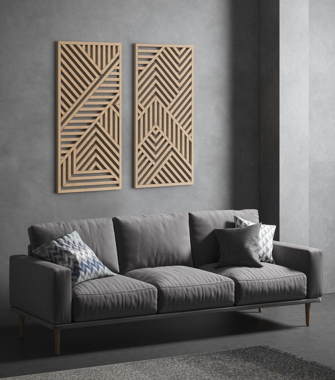Geometric Wood Wall Panels Geometric Wood Wall Art Modern Etsy