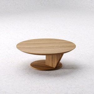 Modern coffee table Round Coffee Table Unique coffee table Wood coffee table Minimalist oak table Japandi coffee table image 8