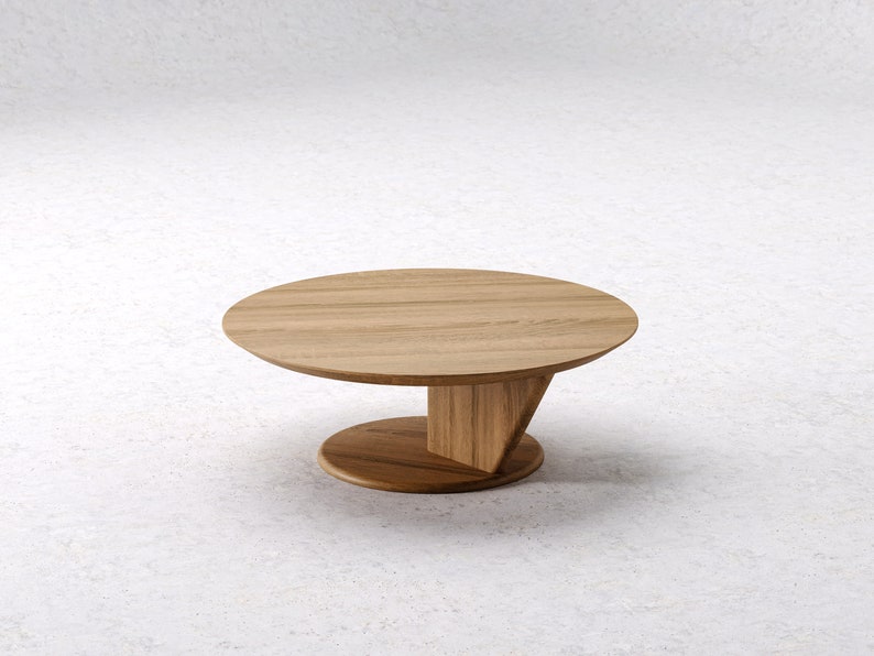 Modern coffee table Round Coffee Table Unique coffee table Wood coffee table Minimalist oak table Japandi coffee table image 8