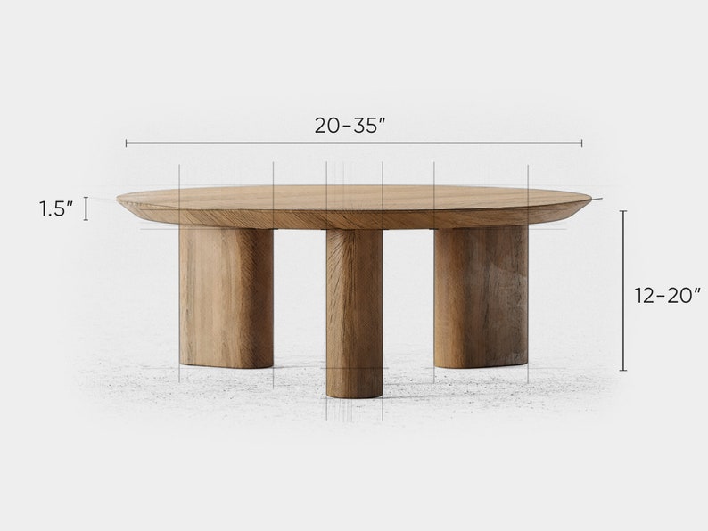 Modern Round Coffee Table Coffee table Wood coffee table Unique table Large coffee table Solid oak table Living room furniture image 8