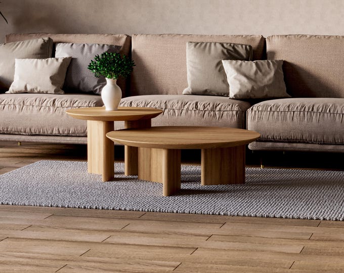 Picture of Unique Coffee Table - Modern Coffee Table - Wooden Oak Coffee Table ...