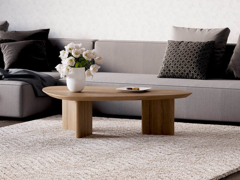 Aesthetic Coffee Table Unique coffee table Wood coffee table Solid oak coffee table Living room coffee table Scandi coffee table image 5