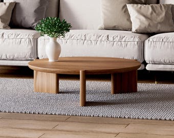 Round Coffee Table - Aesthetic coffee table - Wood Unique coffee table - Modern coffee table - Original coffee table - Japandi coffee table