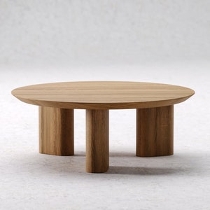 Modern Round Coffee Table Coffee table Wood coffee table Unique table Large coffee table Solid oak table Living room furniture image 5