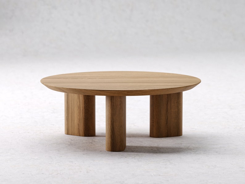 Modern Round Coffee Table Coffee table Wood coffee table Unique table Large coffee table Solid oak table Living room furniture image 5