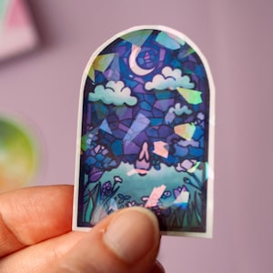 Stickers ou Carte A6 vitrail lapin âme rêveuse