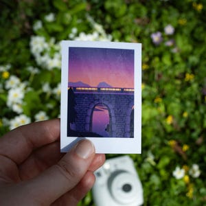Sticker polaroïd décoratif train nuit aesthetic