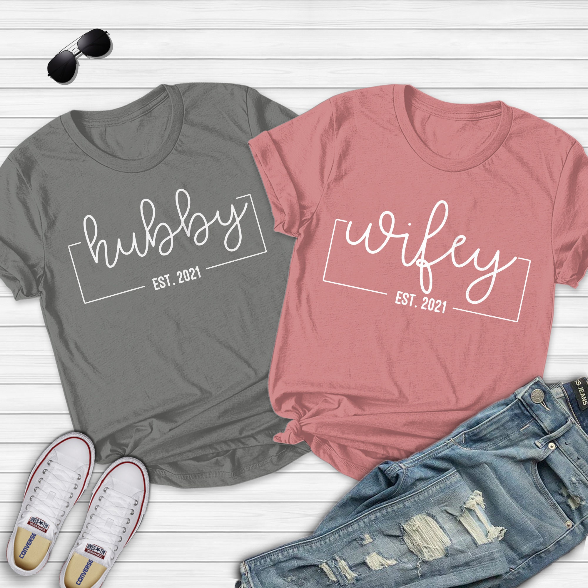 Wifey Hubby Est 2021 Shirt Honeymoon Shirts Newly Engaged | Etsy