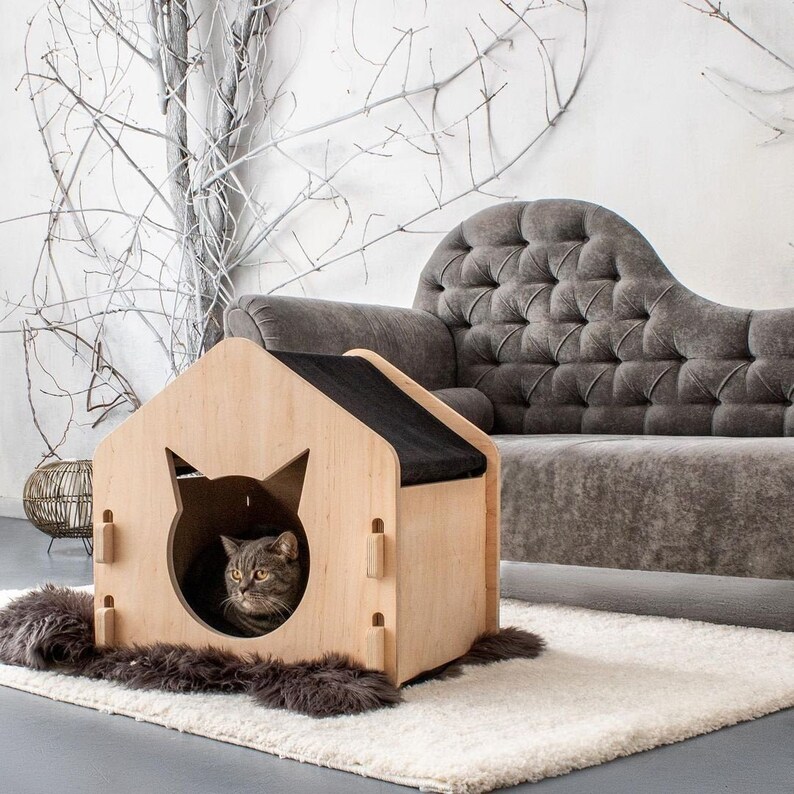 cat bed with roof
