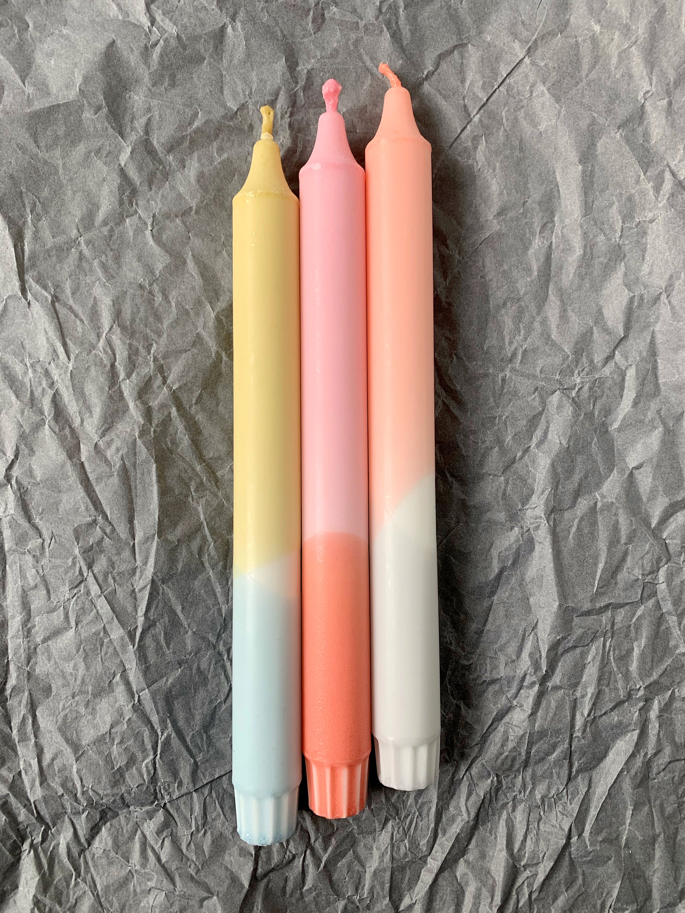 Dip Dye Candles Set of 3 GROOVY FRUITS handdyed colorful Etsy