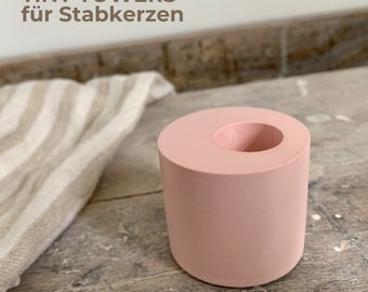 Kerzenständerfür Stabkerzen aus Porzellangips / moderne Design Kerzenhalter  in rosa