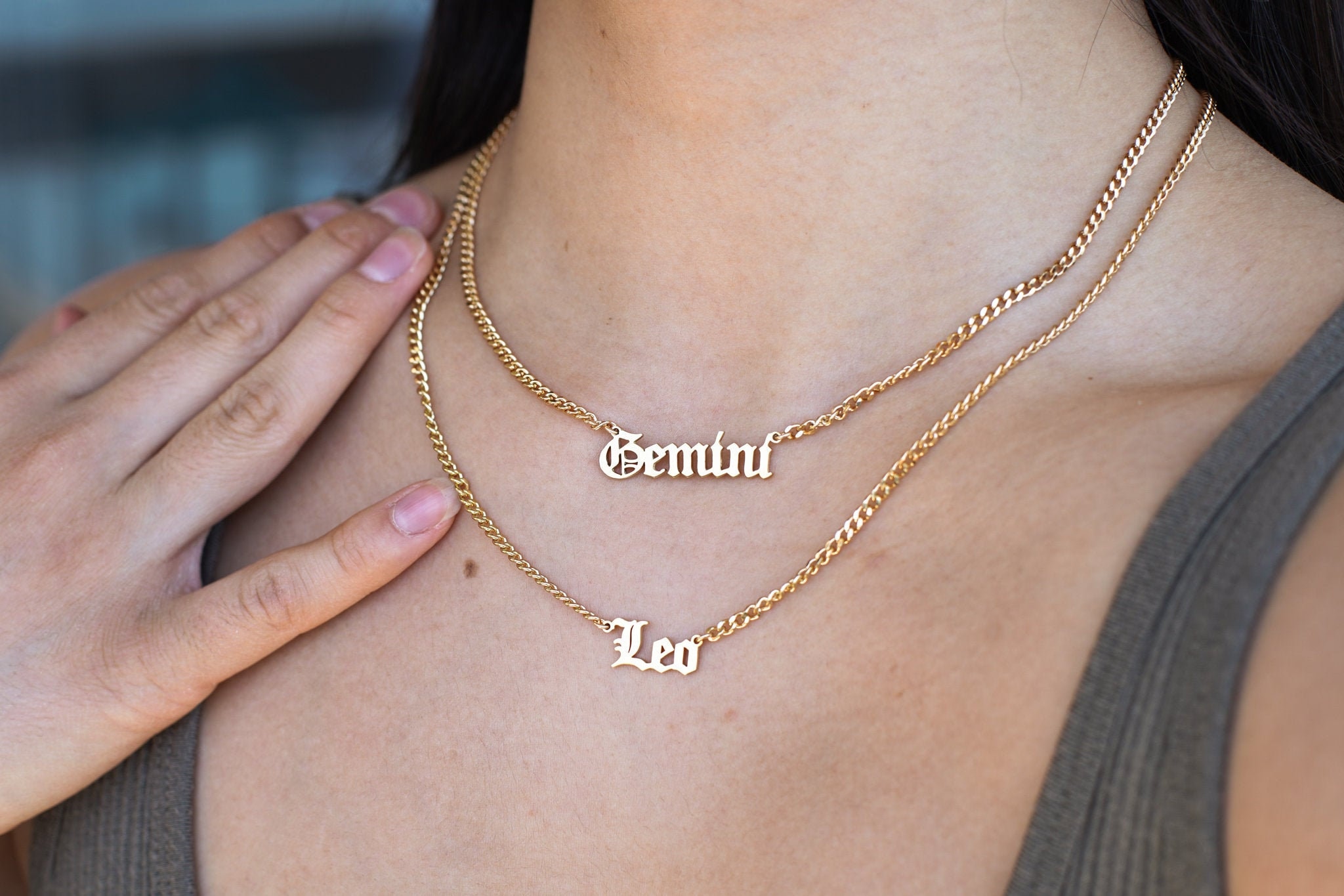 Gold Zodiac Necklace Gold Name Necklace 