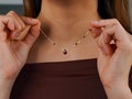 Dainty Garnet Teardrop Necklace: 14k Gold Filled January Birthstone