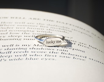 Custom Signet Ring: Sterling Silver or Gold - Horizontal Oval Pinky Ring