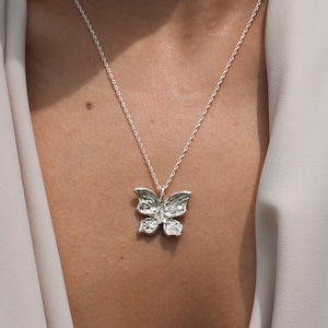Sterling Silver Butterfly Necklace: Hand-Carved Pendant