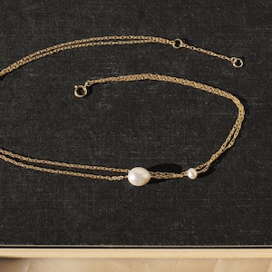 Freshwater Pearl Choker: 14k Gold Filled Double Layer Necklace