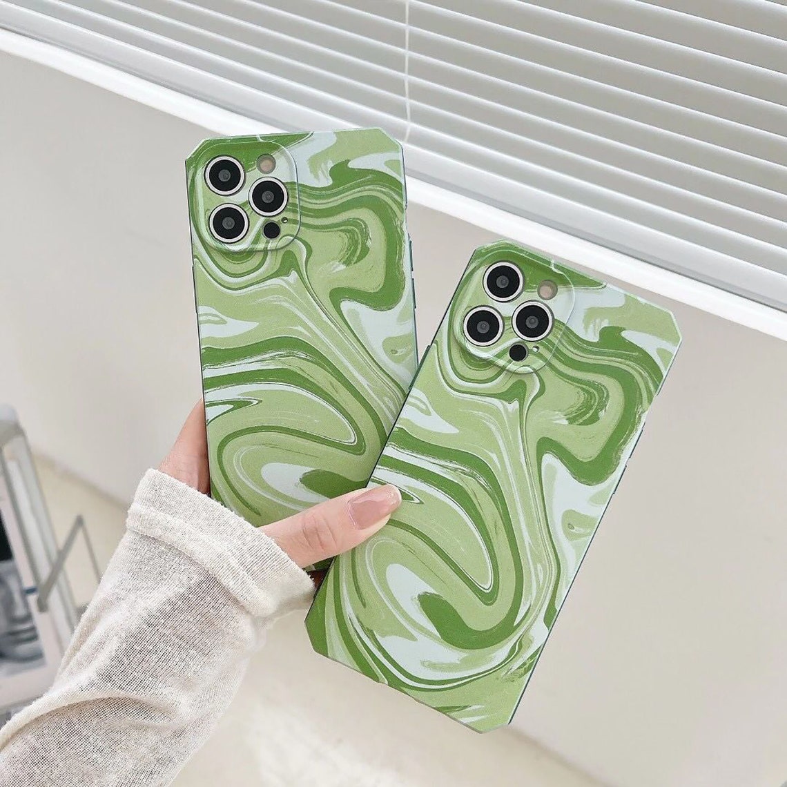 Simple green phone case suitable for iPhoneX/11PROMAX Apple Etsy