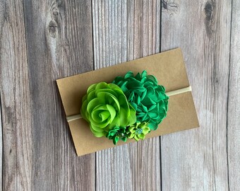 Girls Plain Solid Lime Green Color Kids Headband or Clip Bow