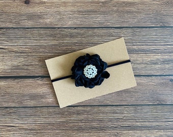 Black headband bow, headbands, bows, baby girl headband bow, holiday headband bow