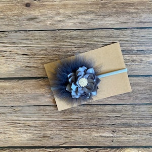 Smoke gray silver headband bow, headbands, bows, baby girl headband bow, holiday headband bow