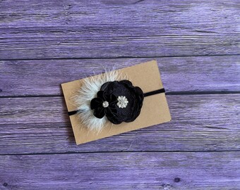 Black headband bow, baby girl headband bow, headbands, bows, holiday headband bow