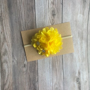 Yellow headband, baby headband, girl head bead, yellow bow, baby girl bow, headbands, bows