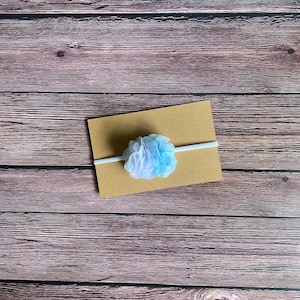 Light blue white headband biw, baby girl headband biw, princess headband bow, headbands, bows, stretchy nylon headband