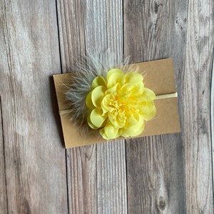 Yellow headband, baby headband, girl headband, yellow bow, baby girl bow, headbands, bows, flower headband