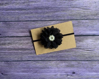 Black sparkly headband bow, baby girl headband bow, headbands, bows, holiday headband bow
