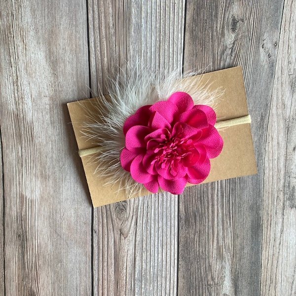 Fuchsia pink headband, baby headband, girl headband, baby girl bow, fuchsia pink bow, headbands, bows, flower headband