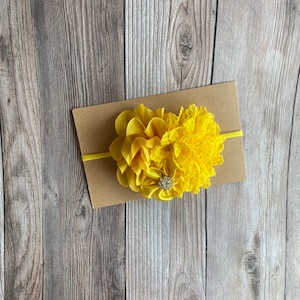 Yellow headband, girl headband, baby headband, yellow bow, baby girl bow, headbands, bows