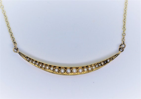 Victorian 15ct and 9ct gold split pearl crescent n