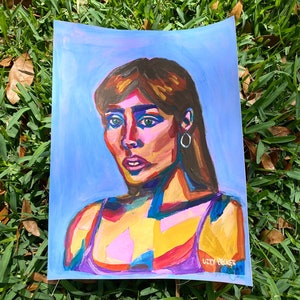 Original, Hand-Painted, Gouache Art - &quot;Party in Blue&quot;