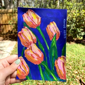 Original, Hand-Painted, Gouache Art - &quot;Tulips&quot;