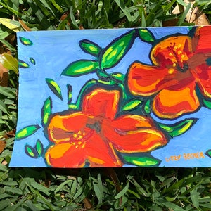 Original, Hand-Painted, Gouache Art - &quot;Hibiscus&quot;