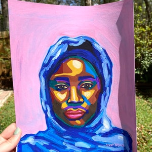 Original, Hand-Painted, Gouache Art - &quot;Hijab in Pink&quot;