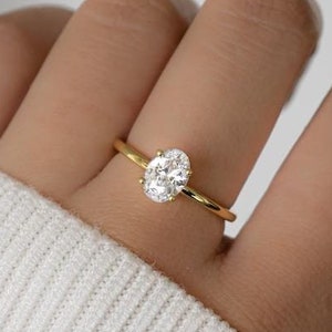 Oval Ring, Silver Ring, Promise Ring, Wedding Ring, Engagement Ring, Anniversary Ring, Diamond Ring, Moissanite Ring Gold Ring, Gift for Her