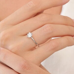 0.50CT Round Cut Brilliant Solitaire Engagement Ring, 4 Prong Customize Ring, Crown Promise Ring, Diamond Cz Gold Band, Dainty Stacking Ring