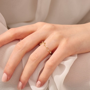 Diamond Constellation Ring, 14k Solid Gold Celestial Ring, Dainty Stacking Rings for Women, Minimalist Star Ring, Thin Personalized Ring