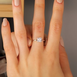 1 CT Princess Cut Solitaire Engagement Ring , Gold Minimalist Ring, Sterling Silver Ring, Thin Ring, Delicate Ring, Gift for Her, Gemstone