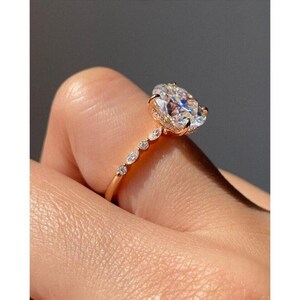 3CT Classic Moissanite Oval Cut Solitaire Diamond Gorgeous Hidden Halo Anniversary Ring, S925 Sterling Silver Ring, Oval Moissanite Ring