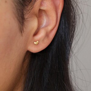 Heart earrings, minimalist studs, dainty studs, gold earrings, sterling silver, tiny earrings, women jewelry, simple earring, silver jewelry