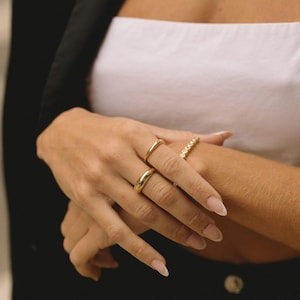 14K Gold Filled Ring Stackable Rings for Women Dome Ring Gold Filled Ring Minimalist Ring Gold Ring Stacking Rings Mom Gift for Her