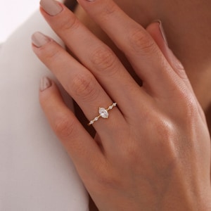 14K Gold Diamond Promise Ring Elegant Dainty Ring for Women Wedding Anniversary Gift Mother Gift Wife Gift