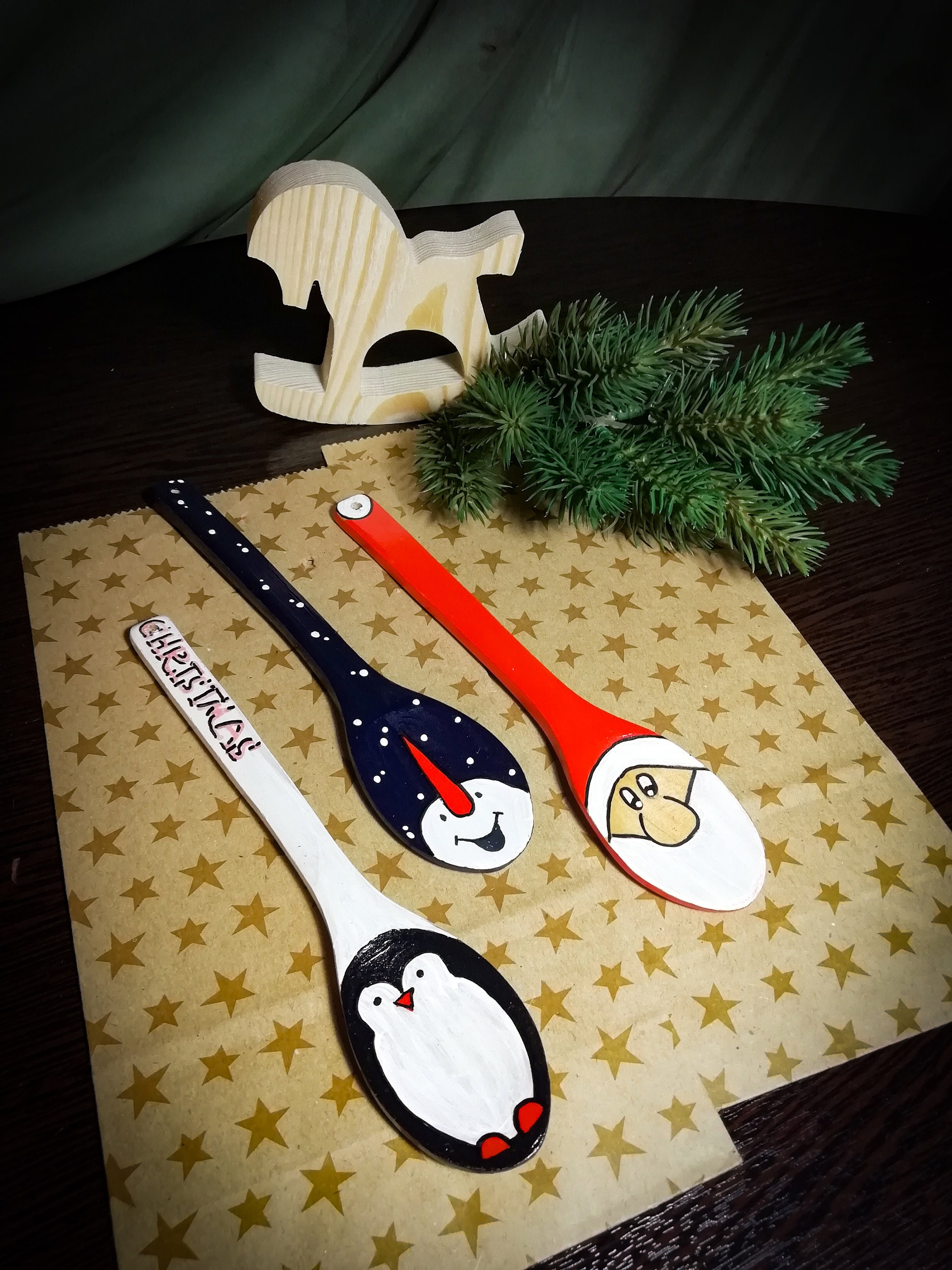Wooden spoons christmas tree decoration Christmas tree toy Etsy