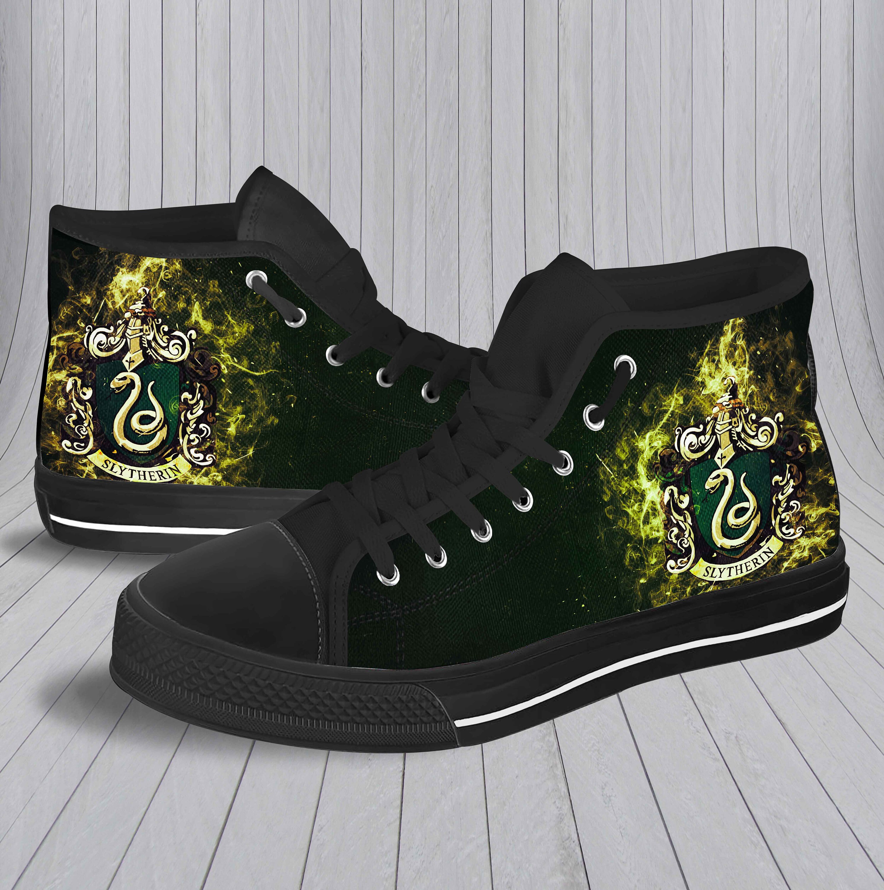 Slytherin Shoes Custom High top Harry Potter Shoes Etsy