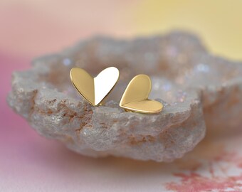 Brincos de coração em prata esterlina: minimalistas em prata 925